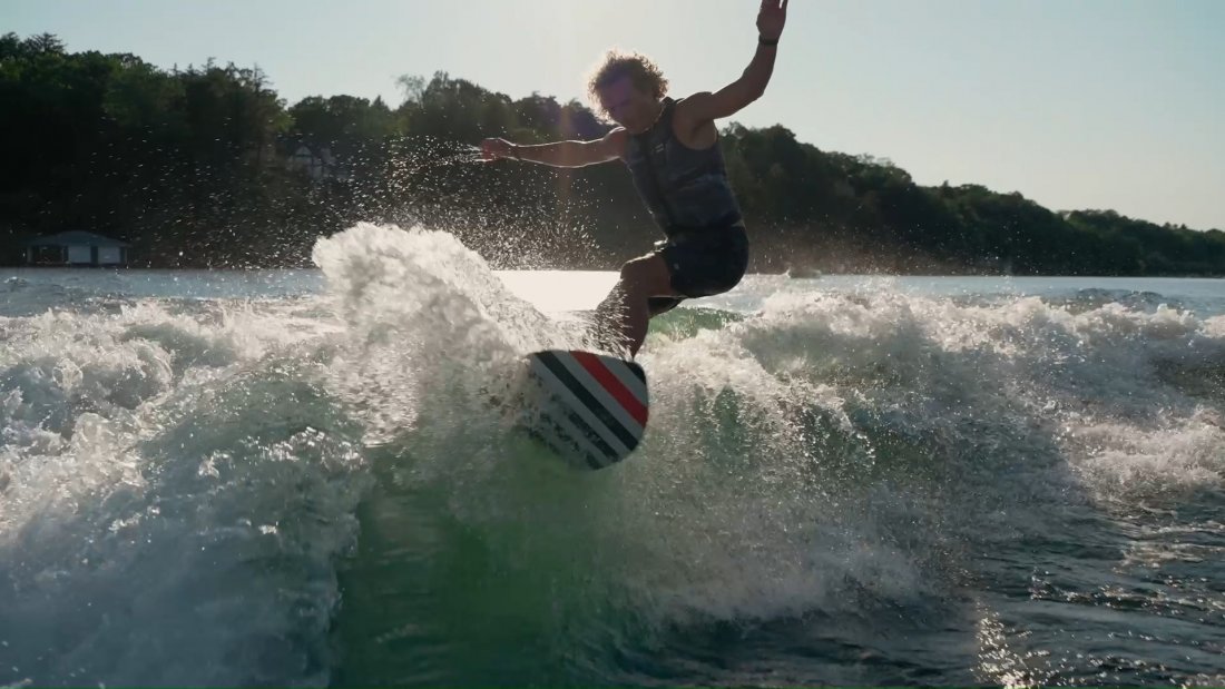 A man wakeboarding